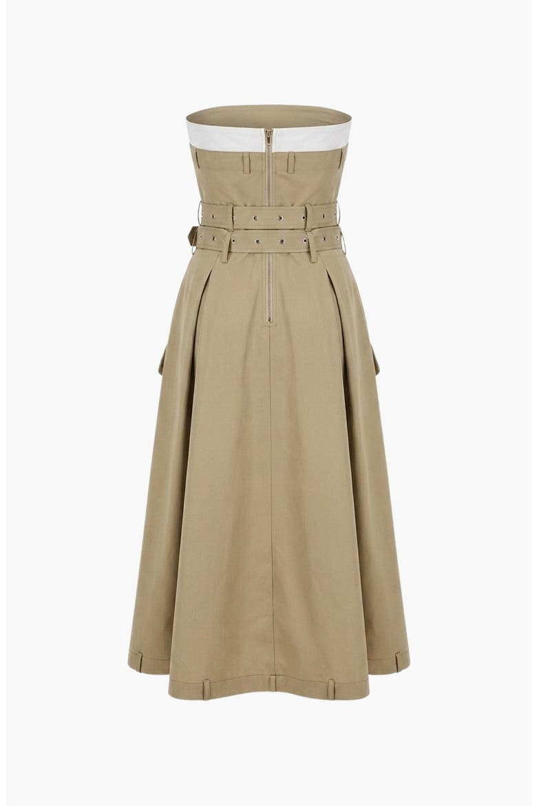 Strapless Trench Double Belt Detail Midi Dress, Alternate, color, Beige