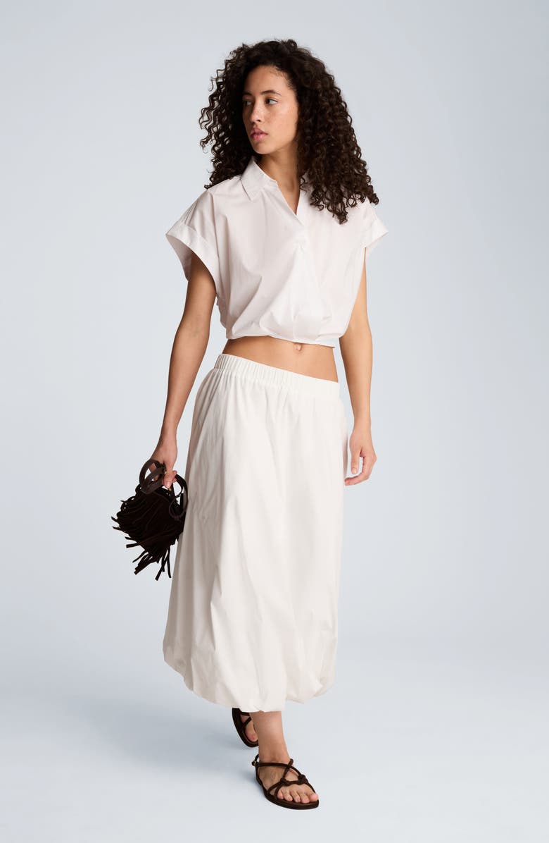 Kenneth Cole Bubble Cotton Blend Maxi Skirt, Alternate, color, Pure White