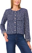 CeCe Lady Metallic Tweed Cardigan