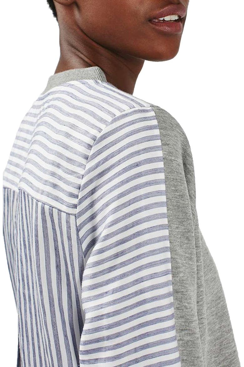 Heathered & Stripe Hybrid Sweatshirt, Alternate, color, GREY MARL MULTI
