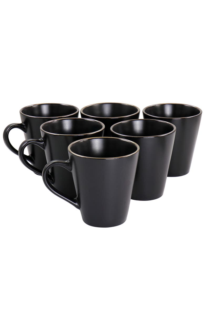 Elama Paul 6 Piece Stoneware Mug Set, Main, color, Black