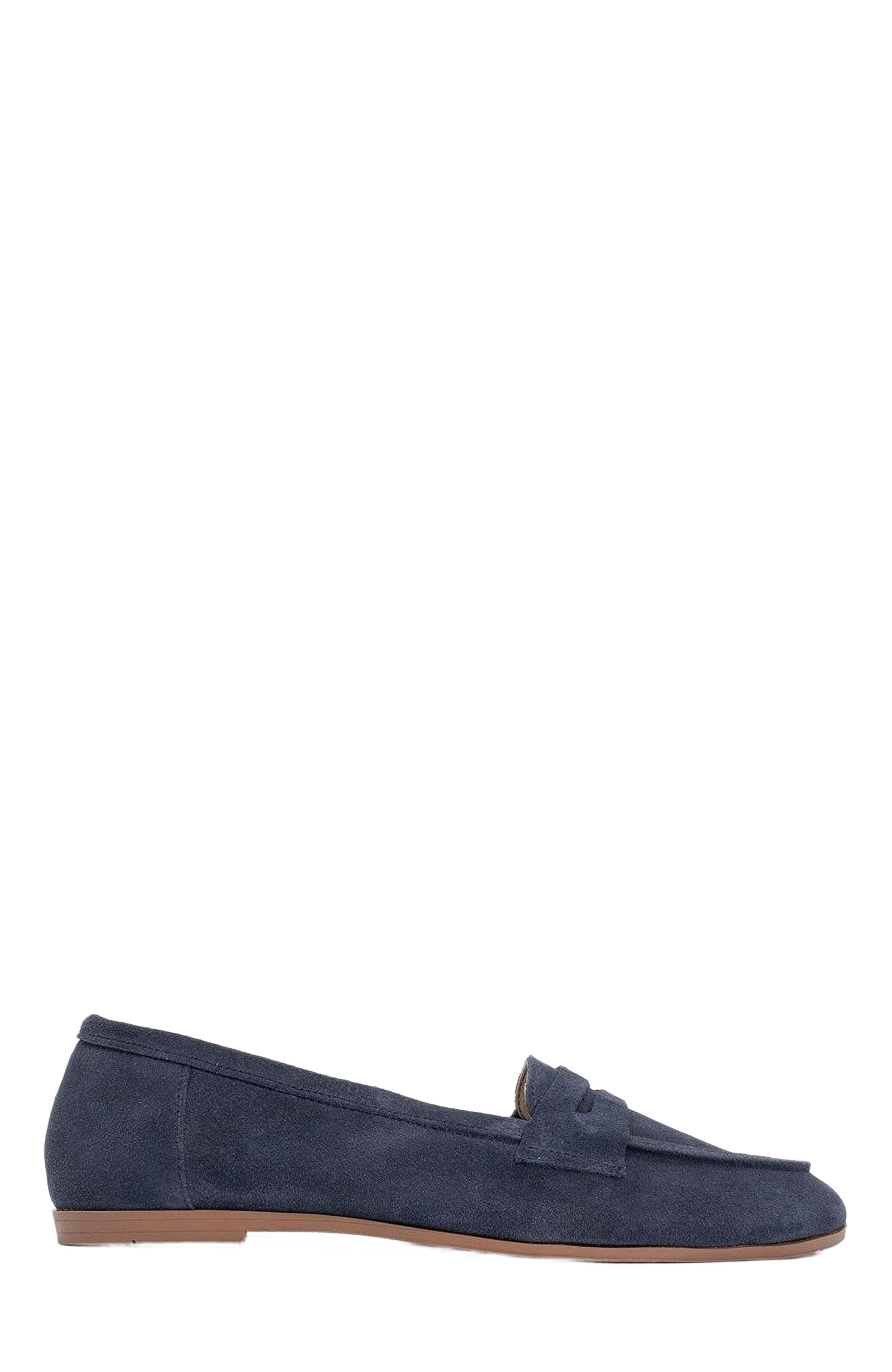 Dorothy Leather Loafer, Alternate, color, Navy Suede Leather