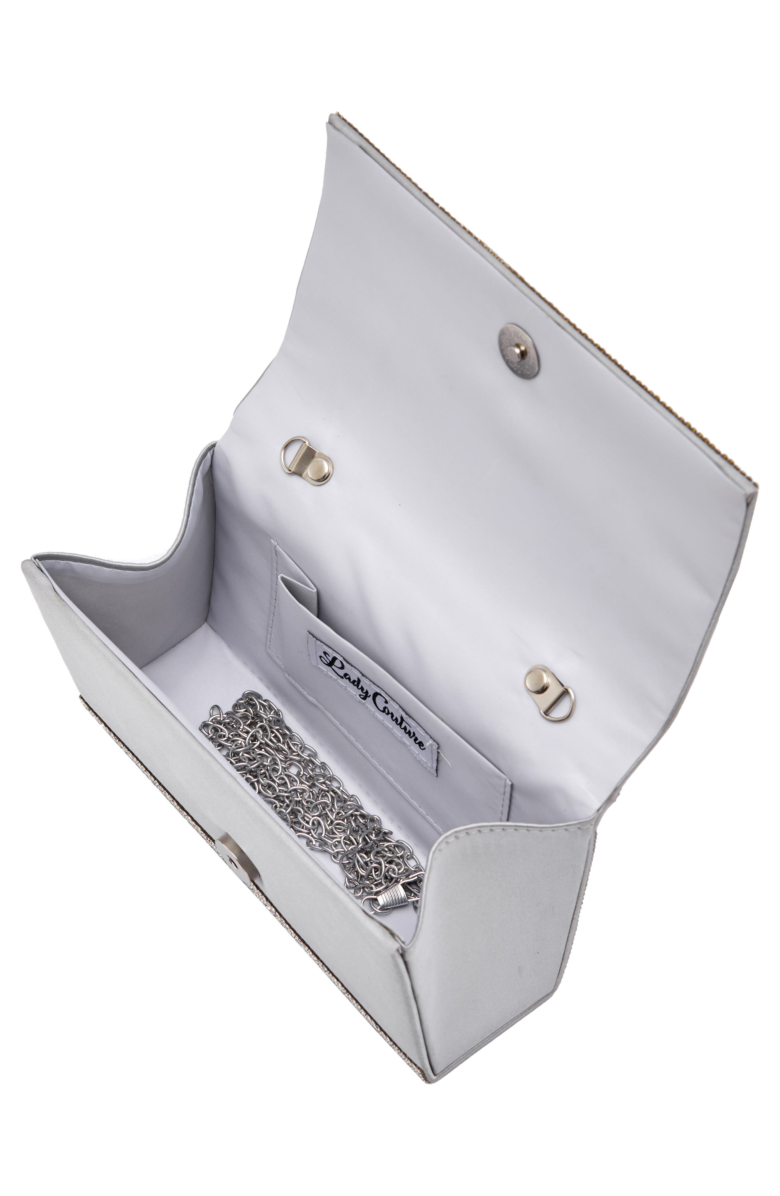 Elegant Rhinestone Satin Evening Bag, Alternate, color, SILVER