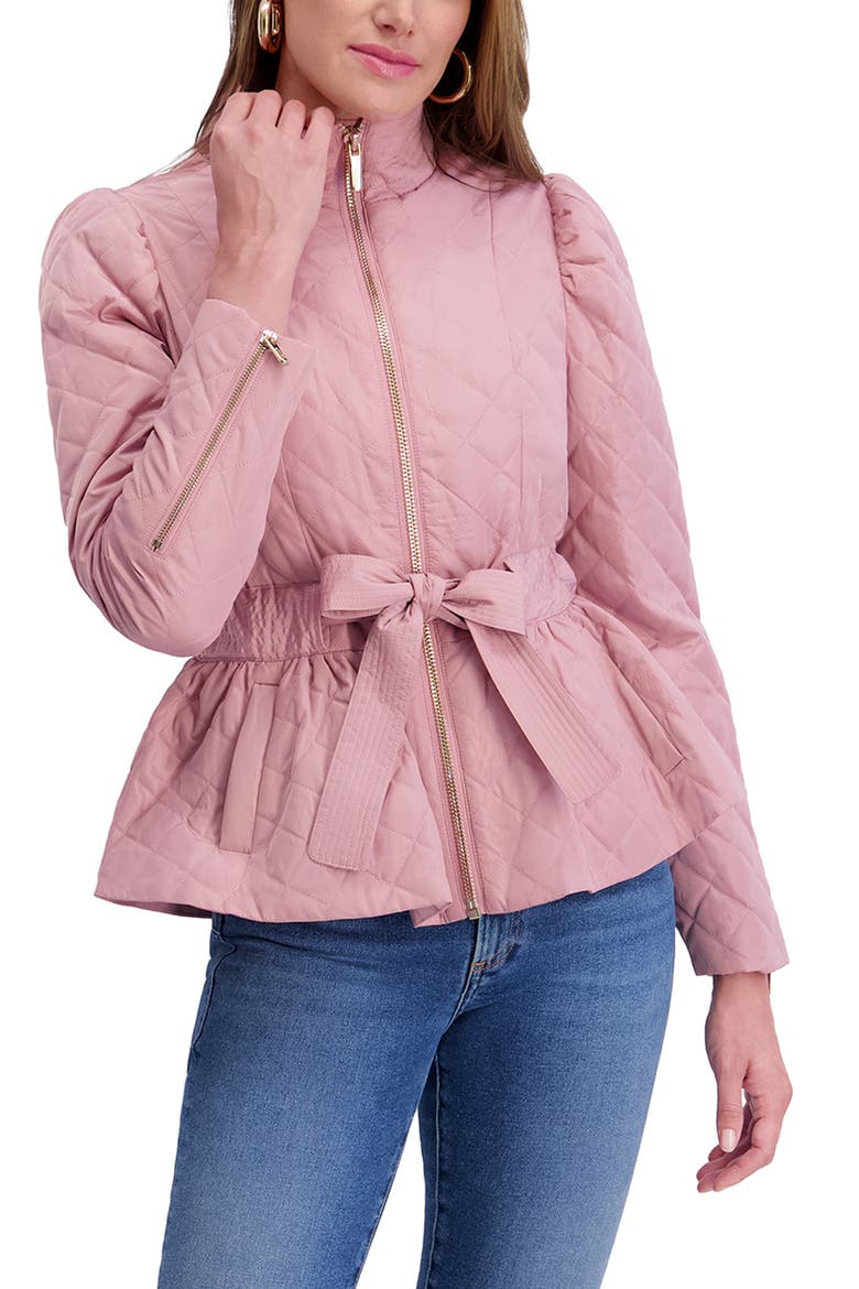 Quilted Peplum Jacket, Main, color, ROSE