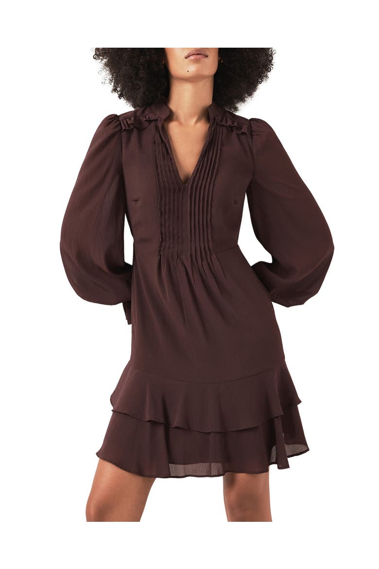 Ruffle Mini Dress, Alternate, color, Burgundy