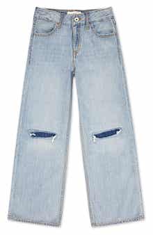 abercrombie kids Kids' Ripped High Waist Wide Leg Jeans