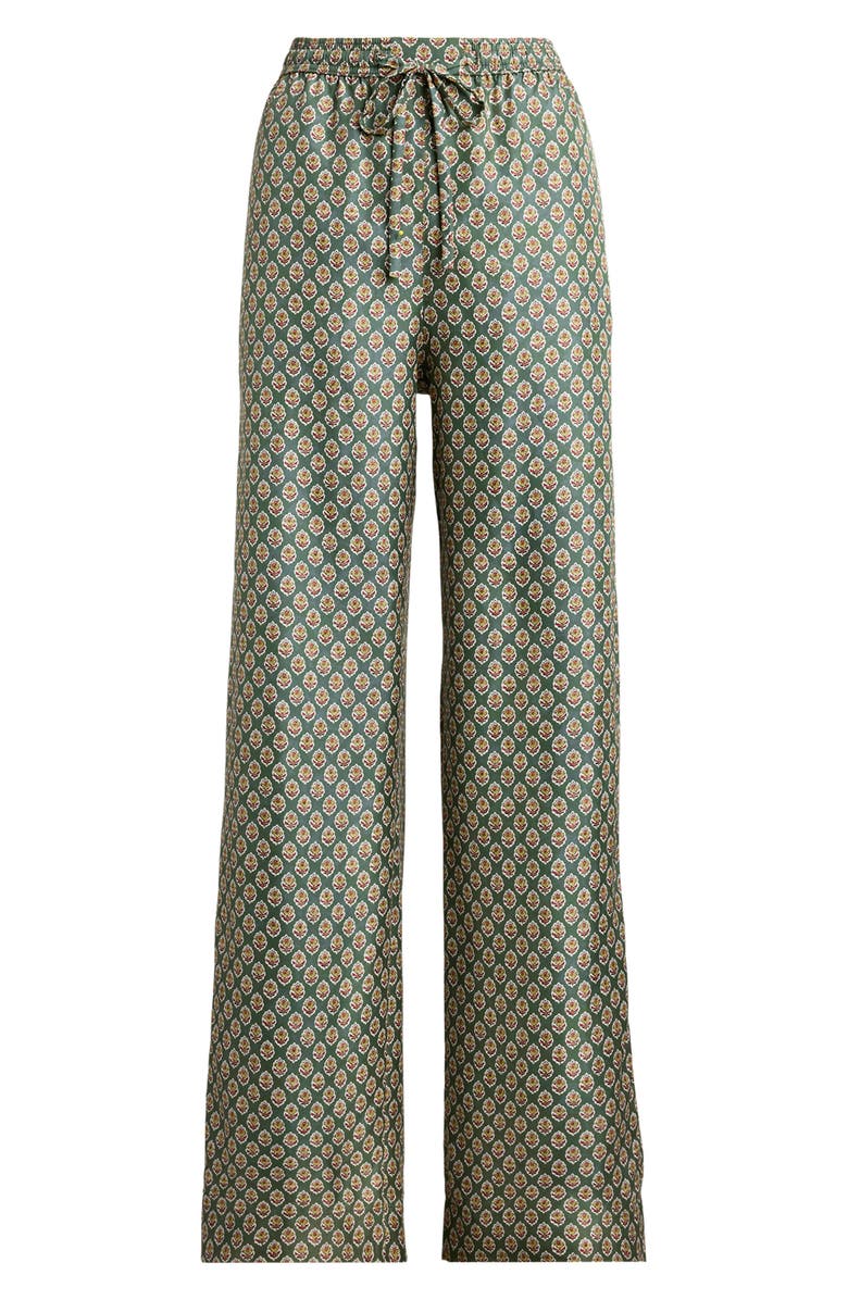 Polo Ralph Lauren Print Wide Leg Silk Pants, Alternate, color, Wood Block Spikey Flower