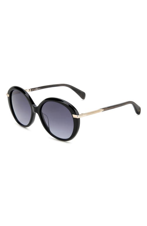 Rag & Bone 56mm Gradient Round Sunglasses In Black/grey Shaded