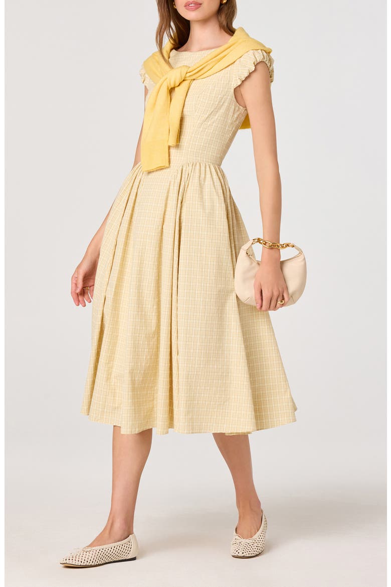 Emalee Check Print A-Line Dress, Alternate, color, BUTTER YELLOW PLAID