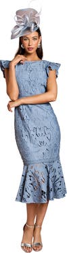 Coast Frill Sleeve Lace Flute Hem Dress