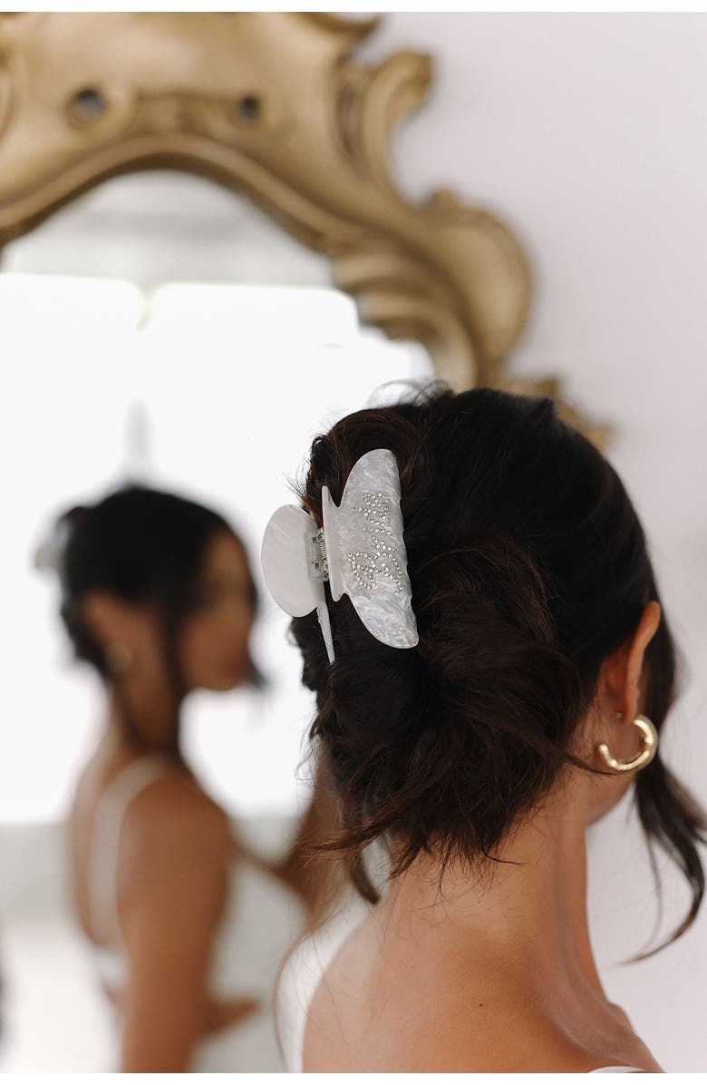 Untamed Petals BRIDE Crystal Claw Clip, Alternate, color, White