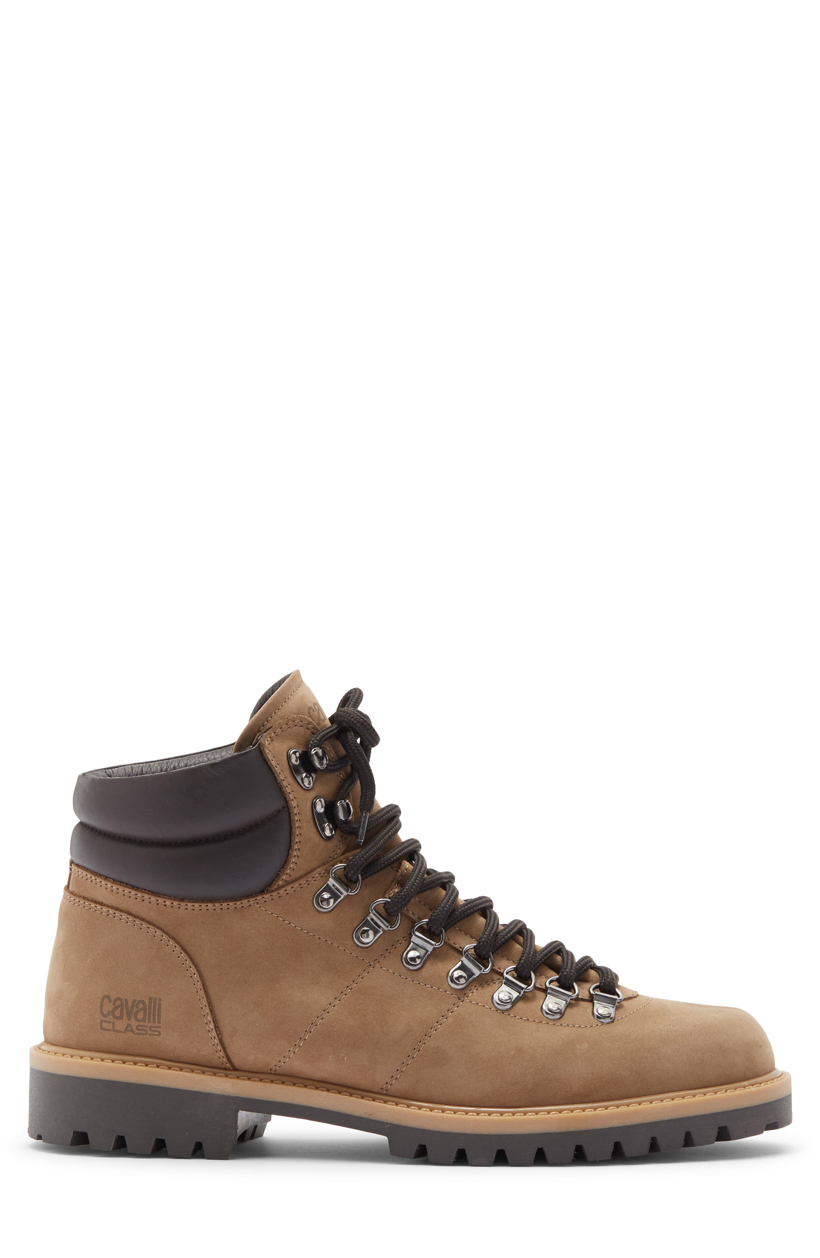 Roberto Cavalli Braises Hiking Boot, Alternate, color, Leather Taupe/ Dark Brown
