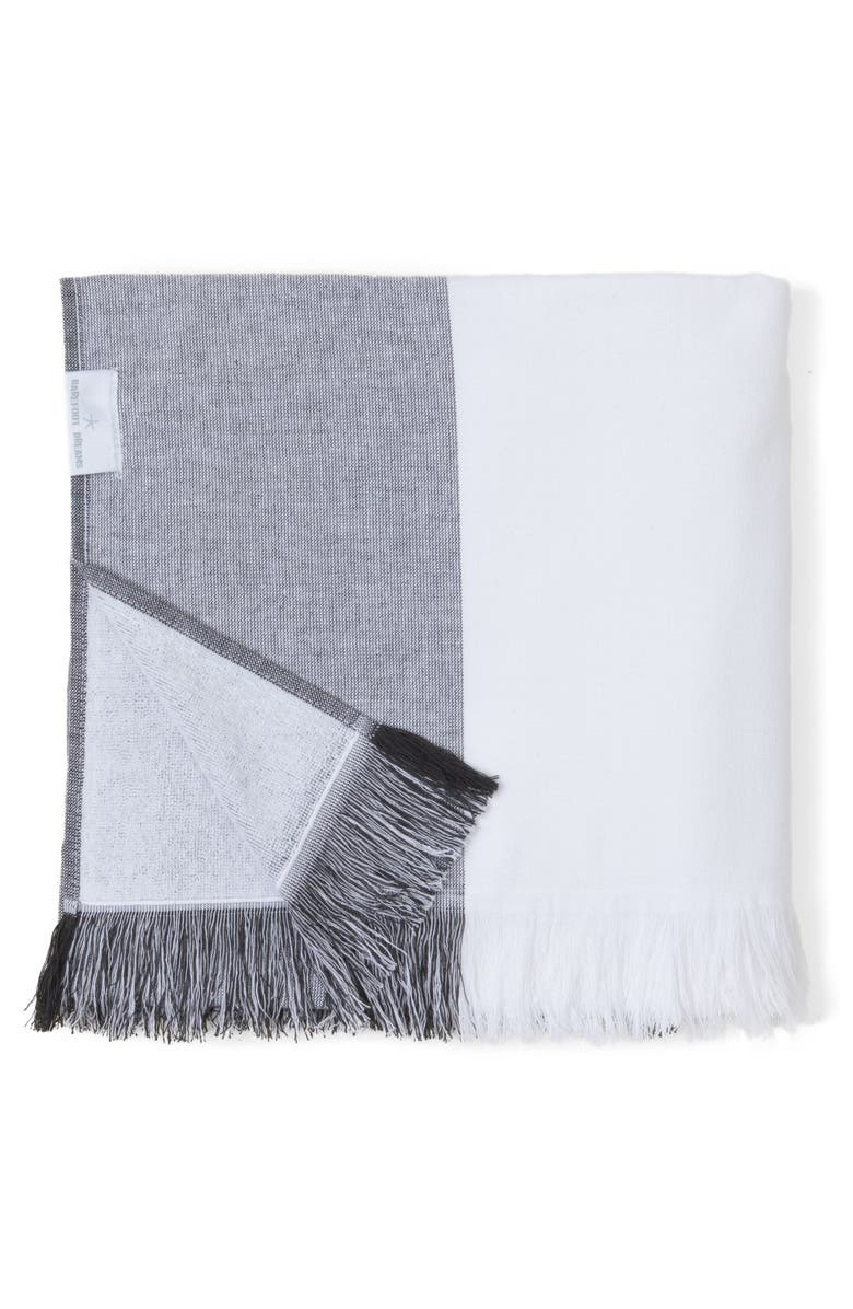 Barefoot Dreams<sup>®</sup> Colorblock Organic Cotton Oversize Towel, Main, color, Carbon-White