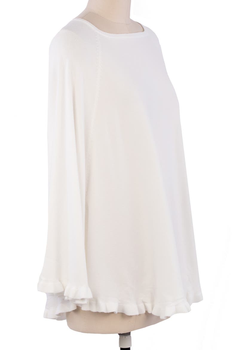 Talia Ruffle Trim Poncho, Alternate, color, IVORY