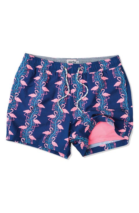 Flamingles Party Starter 5-Inch Swim Trunks