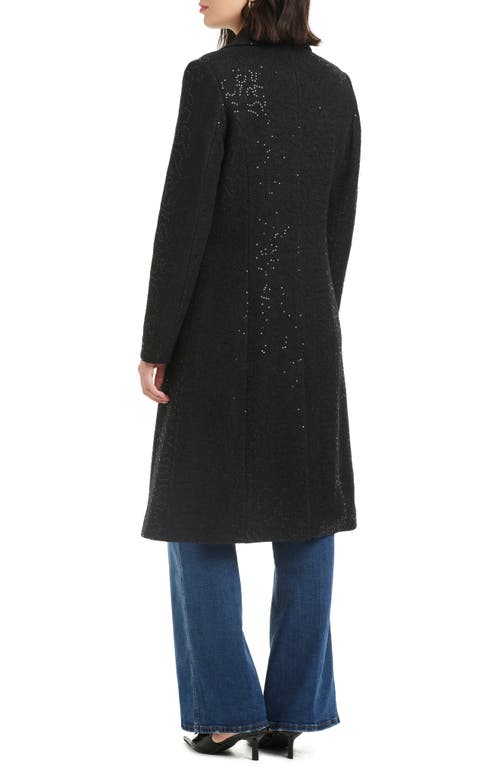 Kate Spade New York Sequin Pattern Longline Coat In Black