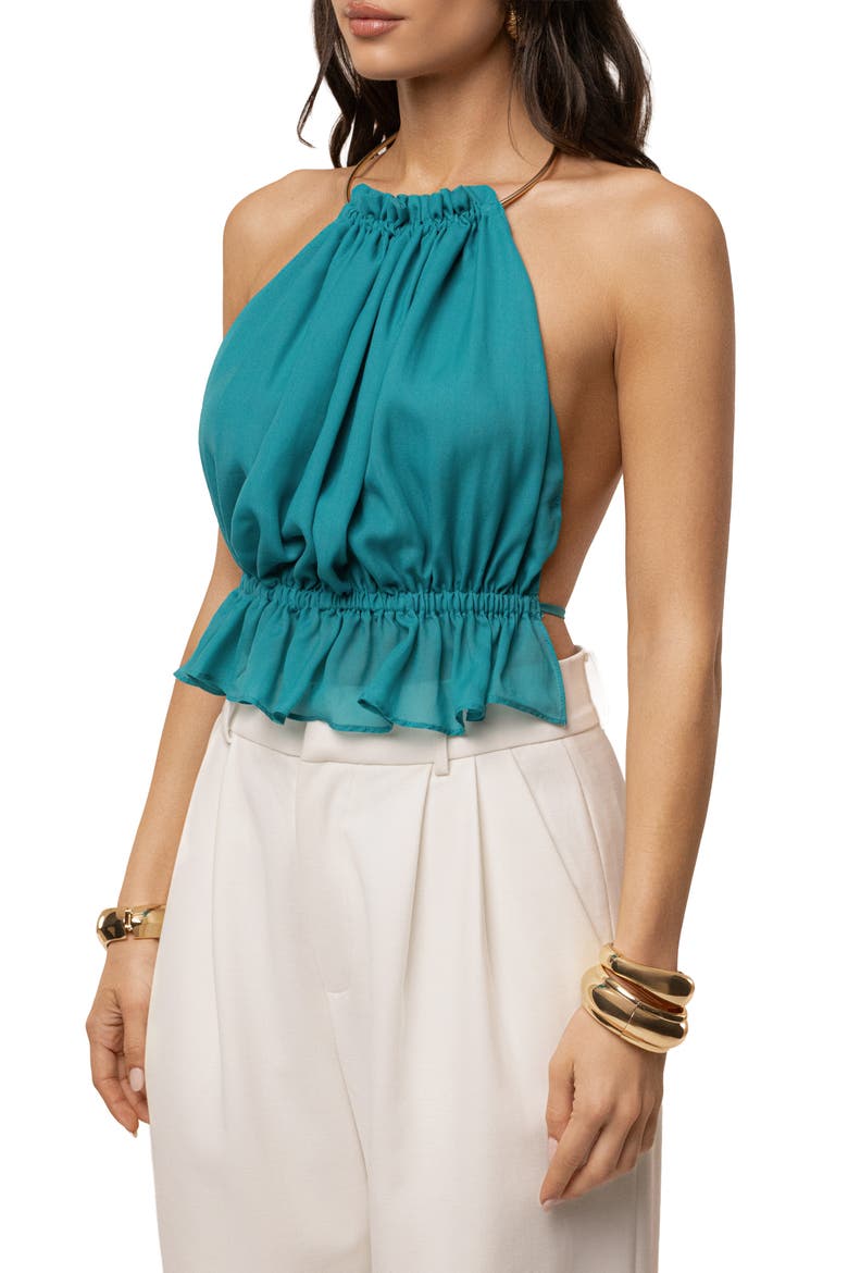 Moonlit Coast Halter Top, Alternate, color, Aqua
