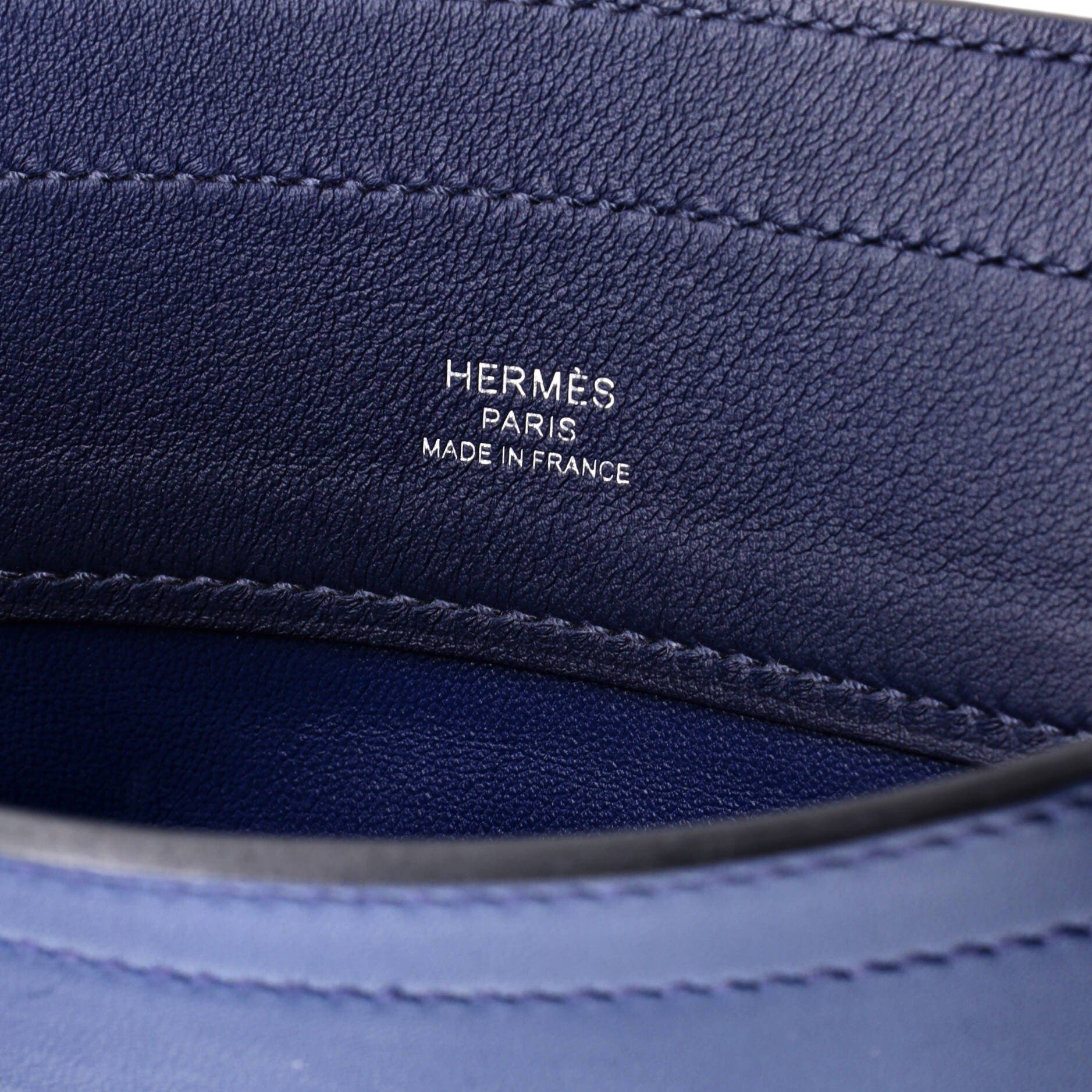 Pre-Owned Hermes Aline Bag Milo Lambskin and Swift Mini, Alternate, color, Bleu Saphir