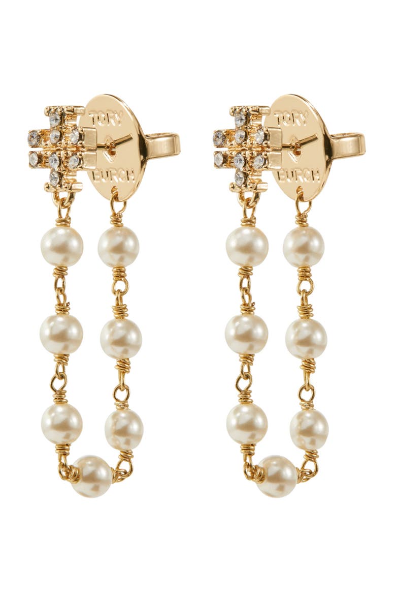 Moondance Faux Pearl & Chain Drop Earrings, Alternate, color, TORY GOLD / PEARL / CRYSTAL