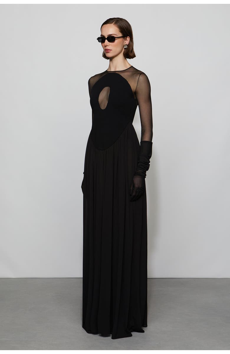 Et Ochs Suri Knit Combo Gown, Alternate, color, Black