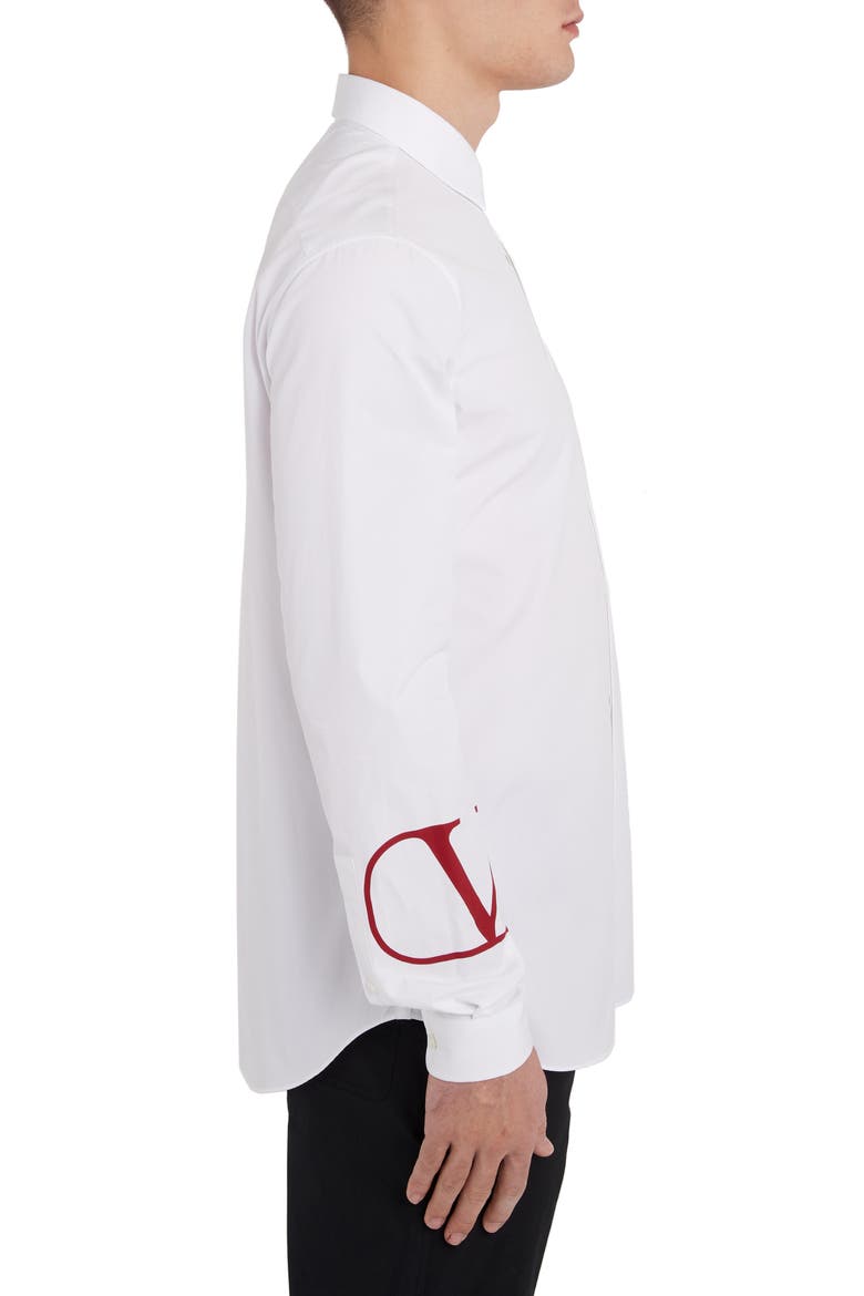 Logo Graphic Slim Fit Shirt, Alternate, color, WHITE/ RED