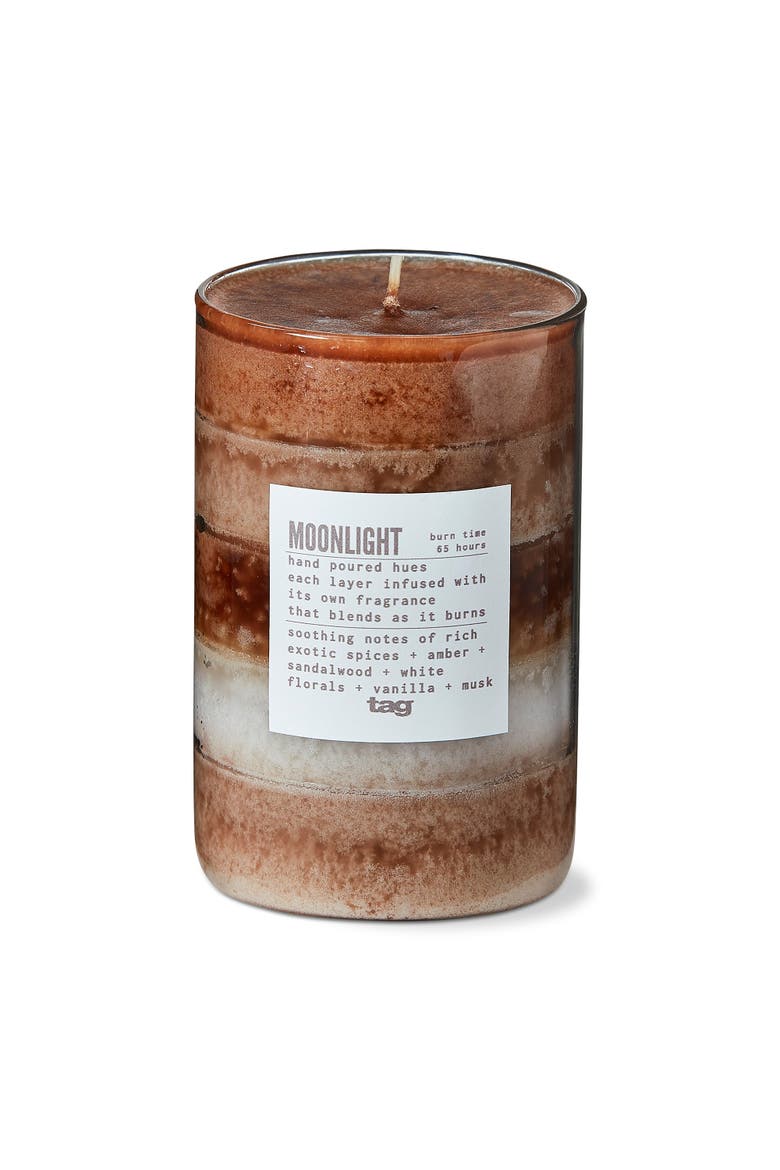 Moonlight Themed Scented Paraffin Wax Pillar Candle Medium Brown, Main, color, White