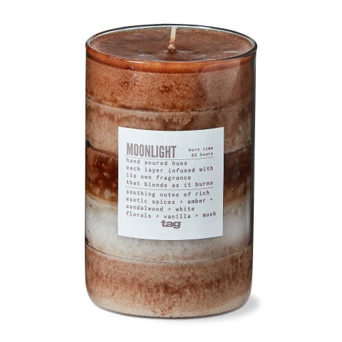 Tag Moonlight Themed Scented Paraffin Wax Pillar Candle Medium Brown In Brown