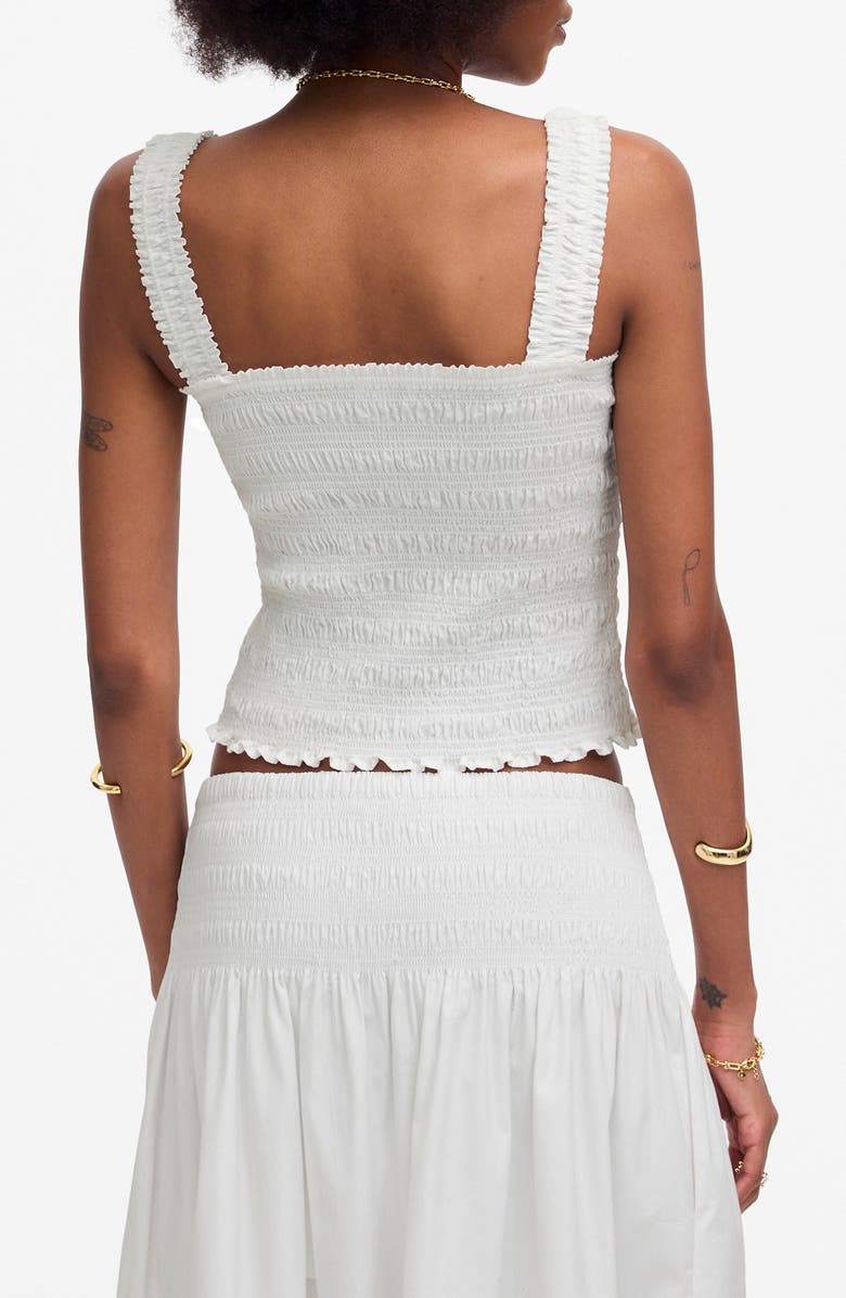 Madewell Smocked Poplin Tank Top, Alternate, color, White