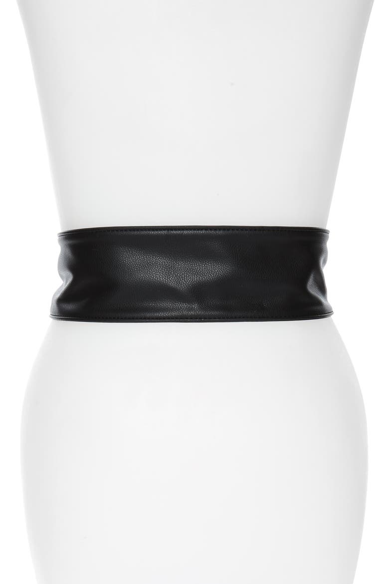 Circle Ring Faux Leather Belt, Alternate, color, BLACK