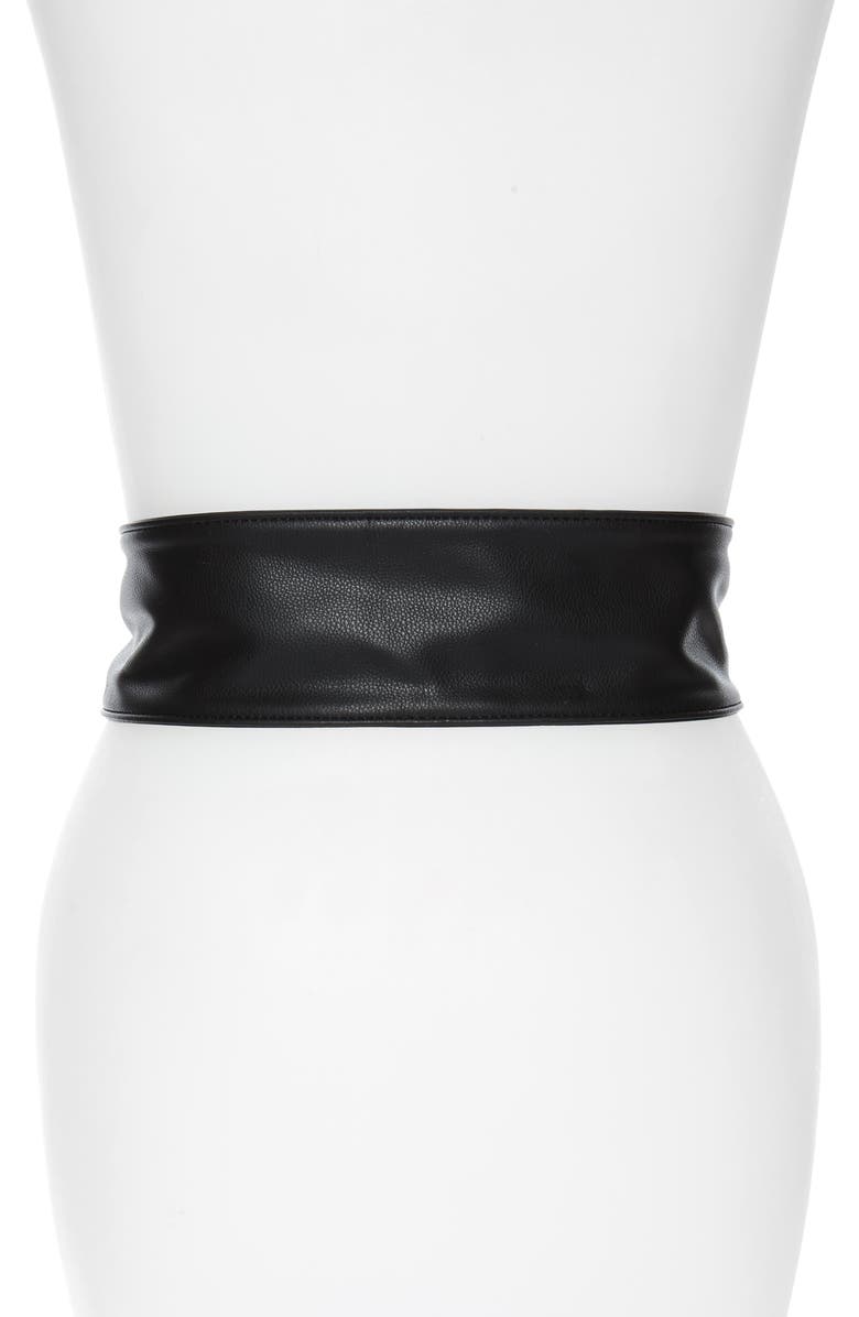 Something Navy Circle Ring Faux Leather Belt, Alternate, color, 