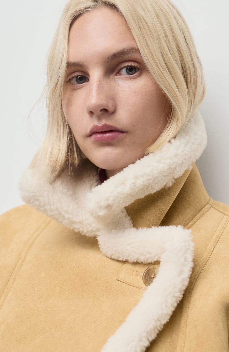 MANGO Faux Shearling Coat, Alternate, color, Medium Brown