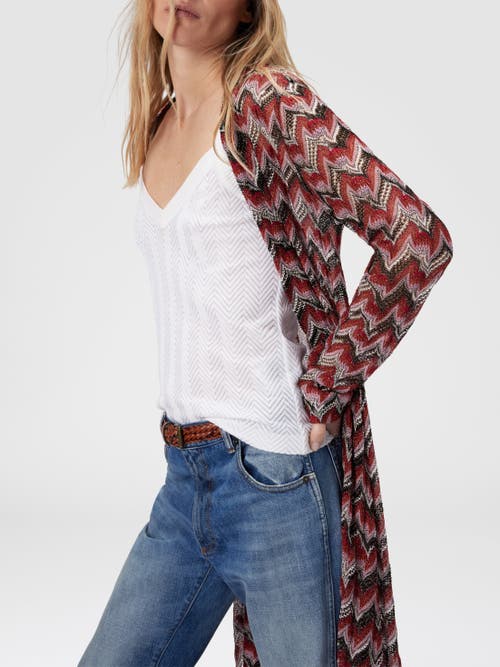 Missoni Long Cardigan In Embroidered Lace In Red