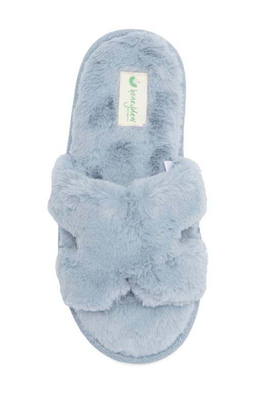 Honeydew H Band Plush Faux Fur Slipper In Blue