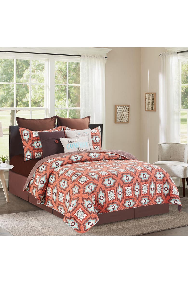 Montana Sky Cotton Quilt Set  - Reversible and Machine Washable, Main, color, Orange