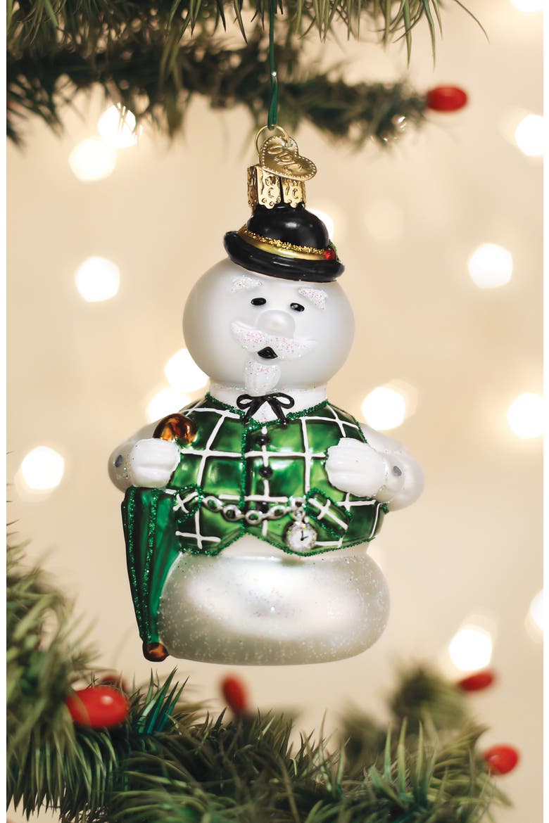 Sam the Snowman Christmas Ornament, Alternate, color, GREEN/ WHITE