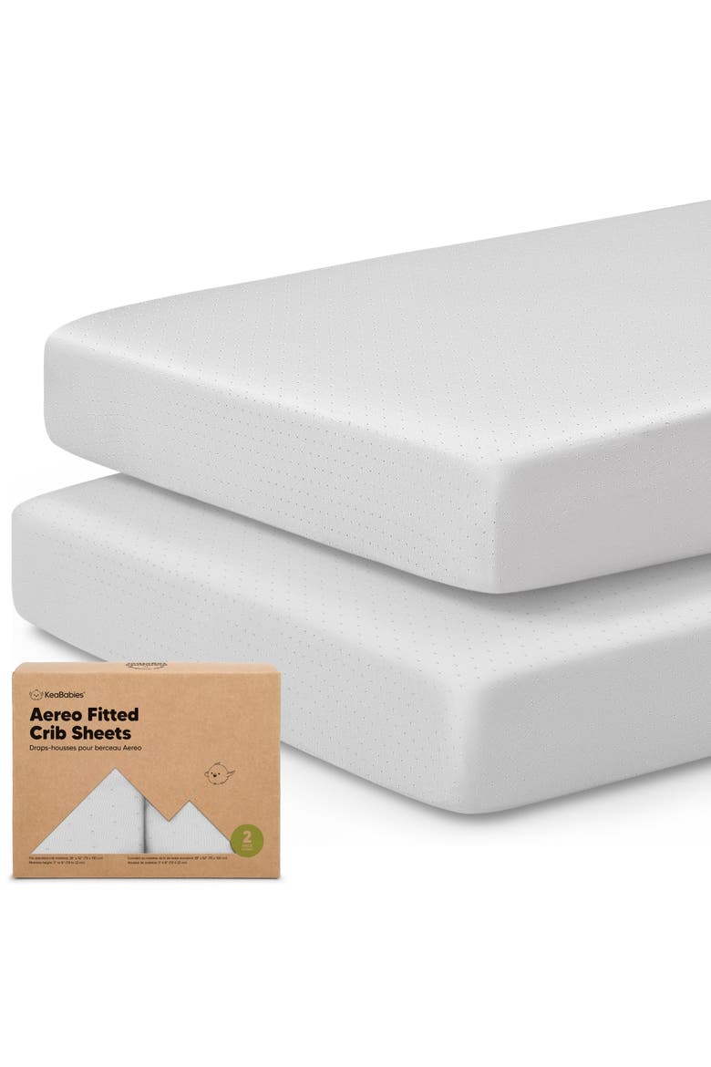 2-Pack Aereo Fitted Crib Sheets, Main, color, Pearl Gray