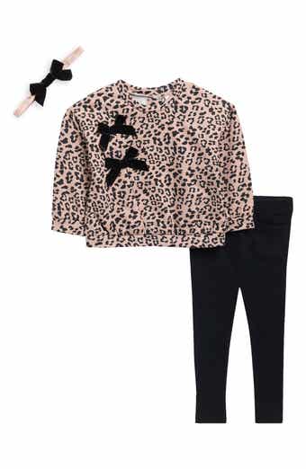 Nicole Miller Leopard Fleece Sweatshirt, Leggings & Headband Set
