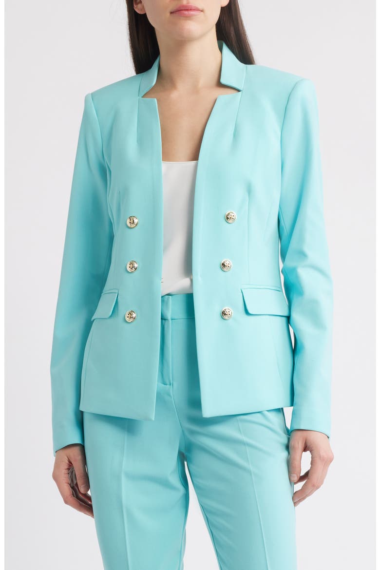 Faux Double Breasted Jacket, Alternate, color, TURQUOISE