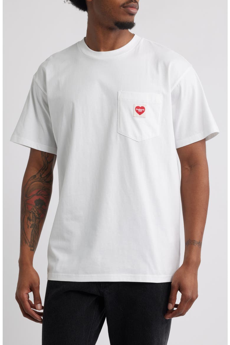 Pocket Heart Organic Cotton T-Shirt, Main, color, WHITE / RED