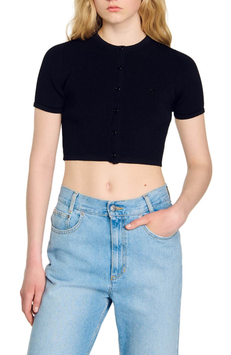 SANDRO Cropped cardigan, Main, color, 