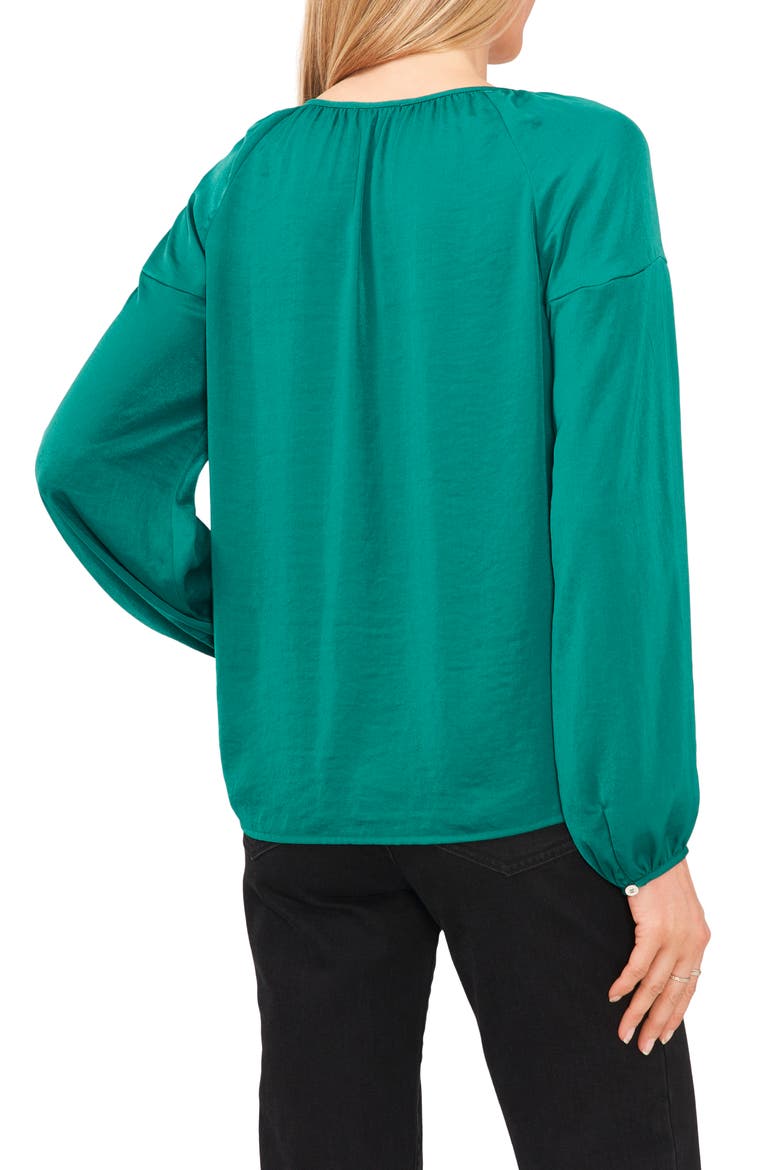 Hammered Satin Blouse, Alternate, color, RICH FOREST