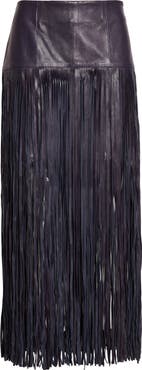 TWP Tangled Up Genuine Leather Fringe Skirt