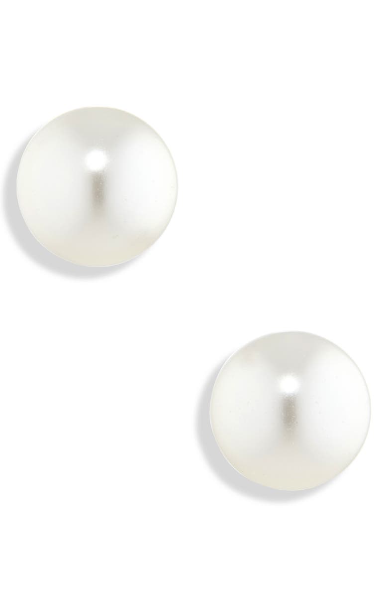 Swarovski Matrix Crystal Pearl Stud Earrings, Main, color, White/ Silver