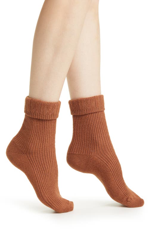 Oroblu Hilda Wool & Cashmere Blend Crew Socks in Caramel 