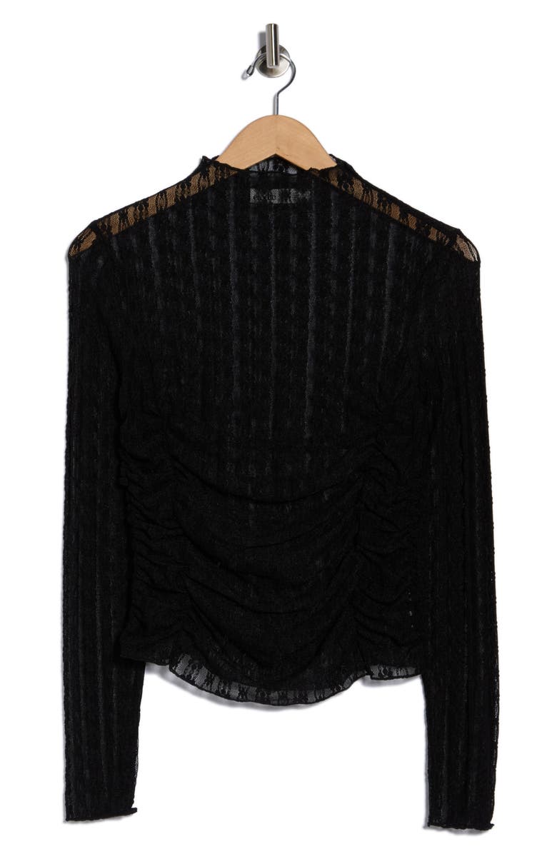 Elodie High Neck Long Sleeve Lace Top, Main, color, Black
