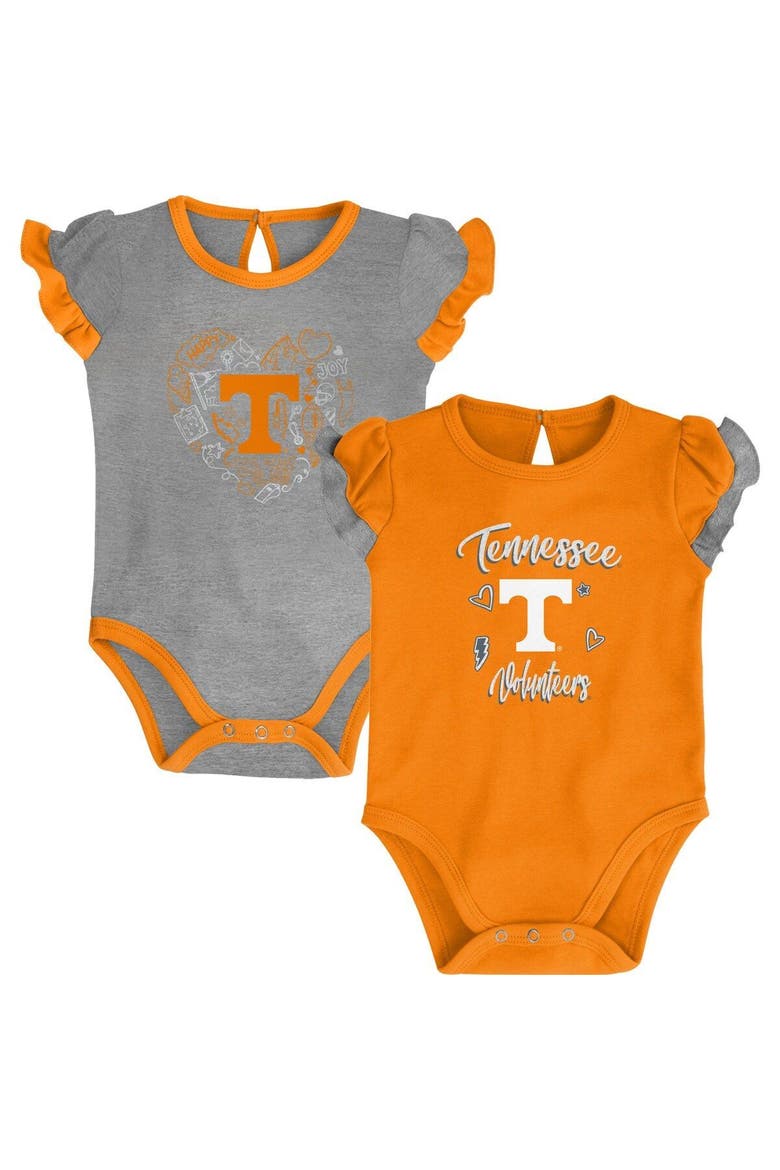 Girls Newborn & Infant Tennessee Orange/Heather Gray Tennessee Volunteers Too Much Love Two-Piece Bodysuit Set, Main, color, Tennessee Orange