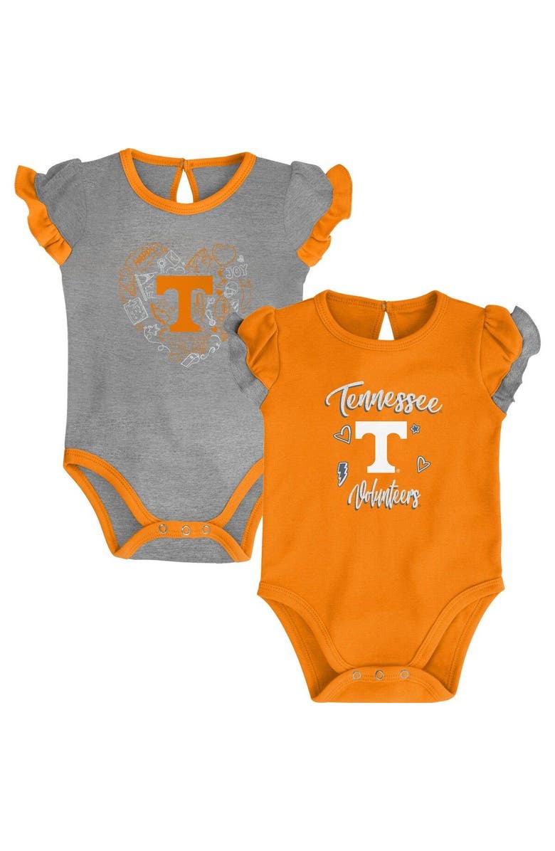 Outerstuff Girls Newborn & Infant Tennessee Orange/Heather Gray Tennessee Volunteers Too Much Love Two-Piece Bodysuit Set, Main, color,