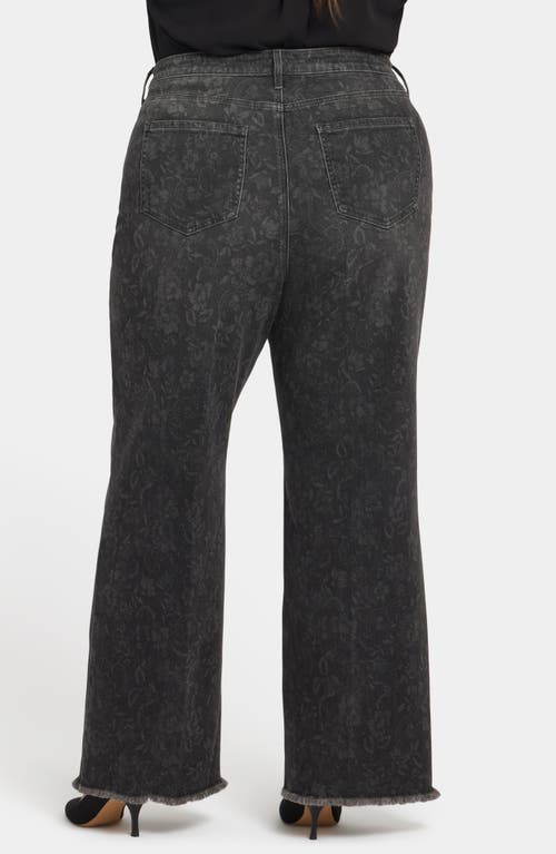 Nydj Teresa Floral Exposed Button Wide Leg Jeans In Gray