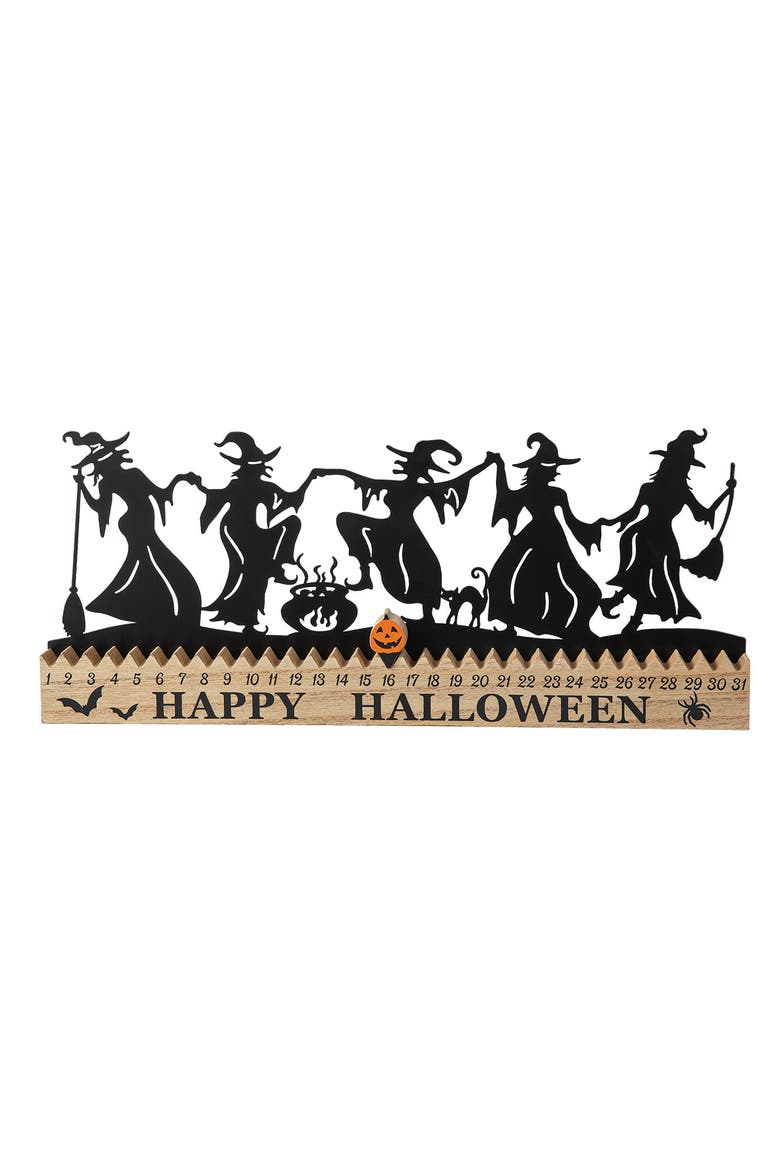 Halloween Wooden & Metal Dancing Witch or Ghost Silhouette Countdown Table Sign, Main, color, Black
