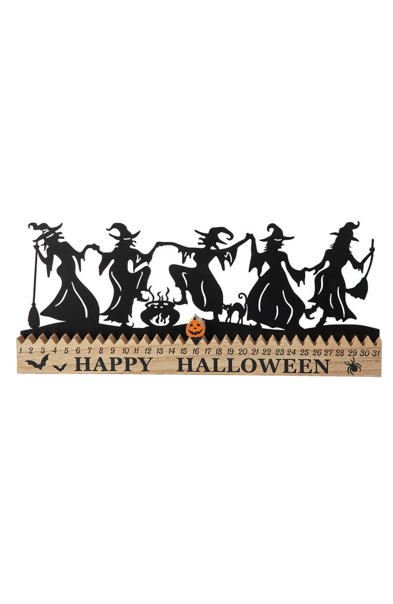 Glitzhome Halloween Wooden & Metal Dancing Witch or Ghost Silhouette Countdown Table Sign, Main, color, 